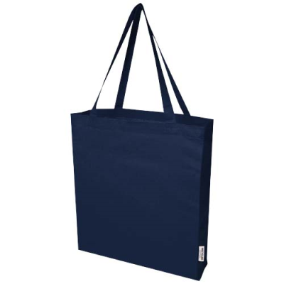 MADRAS 140 G & M² GRS RECYCLED COTTON GUSSET TOTE BAG in Navy