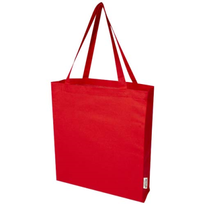 MADRAS 140 G & M² GRS RECYCLED COTTON GUSSET TOTE BAG in Red