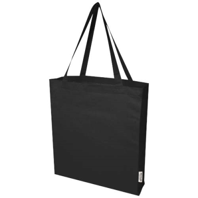 MADRAS 140 G & M² GRS RECYCLED COTTON GUSSET TOTE BAG in Solid Black