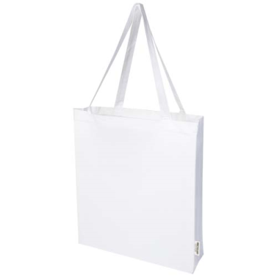 MADRAS 140 G & M² GRS RECYCLED COTTON GUSSET TOTE BAG in White