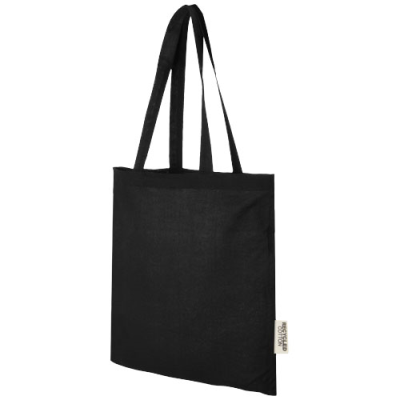 MADRAS 140 G & M2 GRS RECYCLED COTTON TOTE BAG 7L in Solid Black