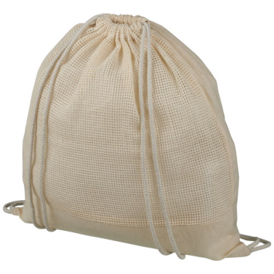 MAINE MESH COTTON DRAWSTRING BACKPACK RUCKSACK 5L in Natural