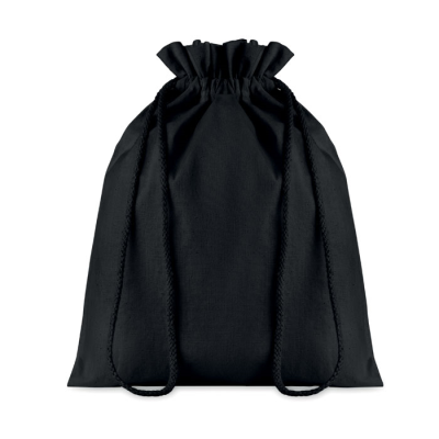 MEDIUM COTTON DRAW CORD BAG in Black