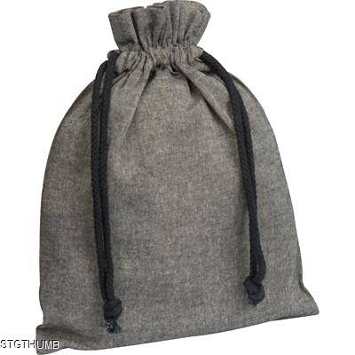 MEDIUM DRAWSTRING BAG MADE FROM RECYCLED COTTON in Anthracite Grey