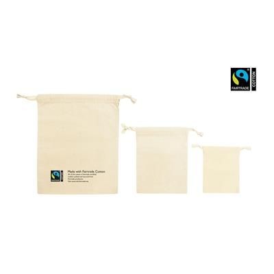 MEDIUM FAIRTRADE COTTON DRAWSTRING 5OZ POUCH with Cotton Tape Drawstring