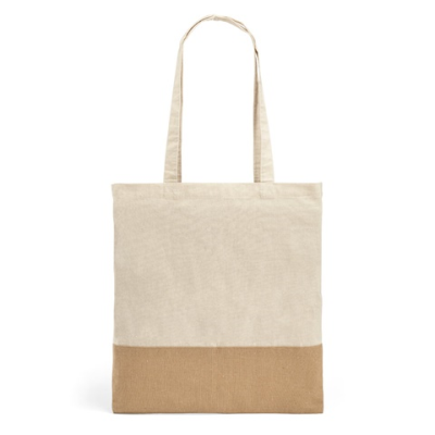 MERCAT 100% COTTON BAG (160 G & M²) with Imitation Jute Details in Natural