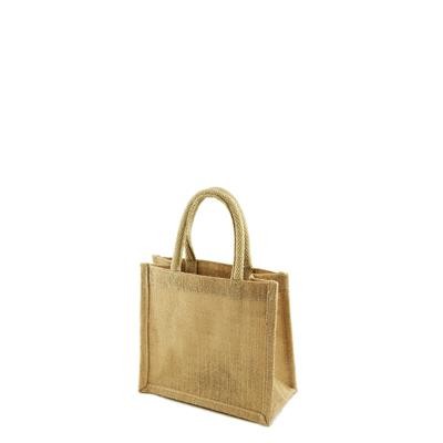 MINI 100% ECO SMALL LAMINATED JUTE BAG with Dyed Short Cotton Cord Handles