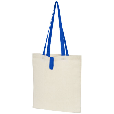 NEVADA 100 G & M² COTTON FOLDING TOTE BAG 7L in Natural & Royal Blue