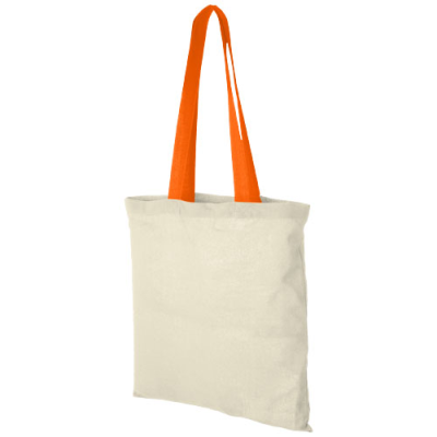 NEVADA 100 G & M² COTTON TOTE BAG COLOUR HANDLES 7L in Natural & Orange