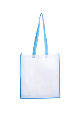 NON WOVEN BAG with Colour Gusset in Light Blue