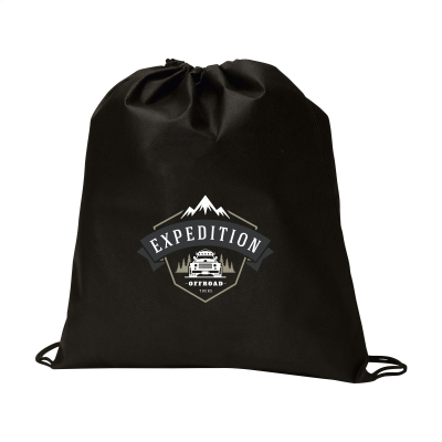 NON-WOVEN PROMOBAG GRS RPET BACKPACK RUCKSACK in Black