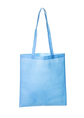 NON WOVEN SHOPPER TOTE BAG with Long Handles in Light Blue