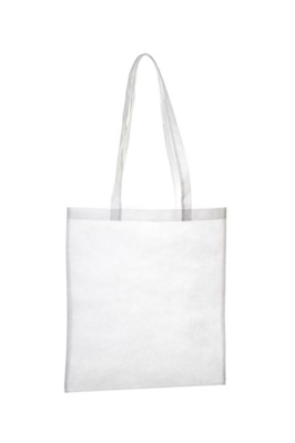 NON WOVEN SHOPPER TOTE BAG with Long Handles in White