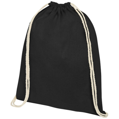 OREGON 100 G & M² COTTON DRAWSTRING BAG 5L in Solid Black