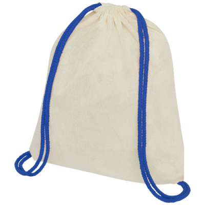 OREGON 100 G & M² COTTON DRAWSTRING BAG with Colour Cords 5L in Natural & Royal Blue