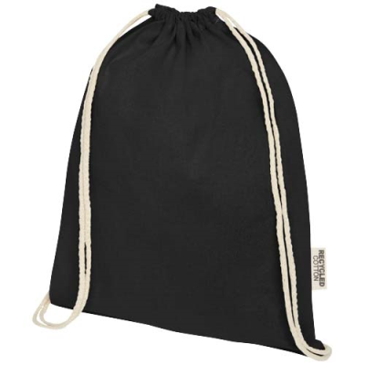 OREGON 140 G & M² GRS RECYCLED COTTON DRAWSTRING BAG in Solid Black