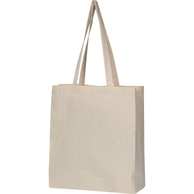 ORGANIC COTTON BAG (GOTS) with Bottom Folding in Beige