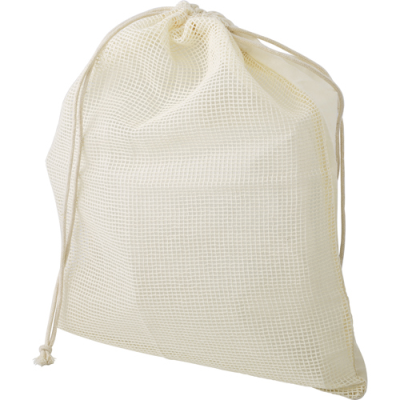 ORGANIC COTTON DRAWSTRING MESH BAG in Khaki