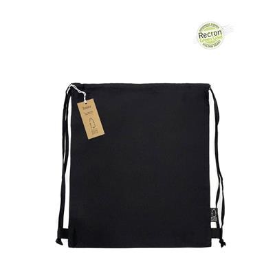 PANZI BLACK ECO DRAWSTRING 5OZ BAG MADE FROM 100% RECYCLED PLASTIC BOTTLES (RPET)