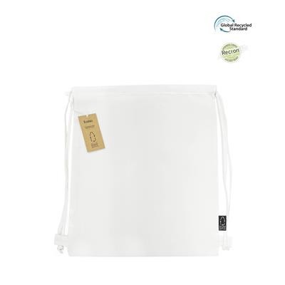 PANZI WHITE ECO DRAWSTRING 5OZ BAG MADE FROM 100% RECYCLED PLASTIC BOTTLES (RPET)