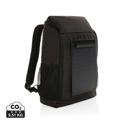 PEDRO AWARE™ RPET DELUXE BACKPACK RUCKSACK with 5W Solar Panel in Black