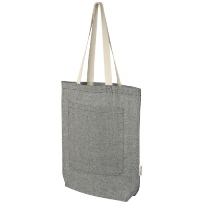 PHEEBS 150 G & M² RECYCLED COTTON TOTE BAG with Front Pocket 9L in Heather Black