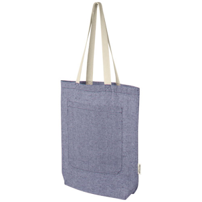 PHEEBS 150 G & M² RECYCLED COTTON TOTE BAG with Front Pocket 9L in Heather Blue