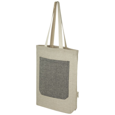 PHEEBS 150 G & M² RECYCLED COTTON TOTE BAG with Front Pocket 9L in Natural & Heather Black