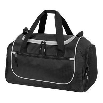 PIRAEUS SPORTS HOLDALL OVERNIGHT BAG in Black & Pale Green