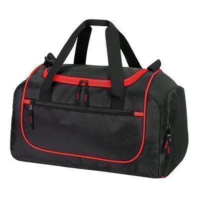 PIRAEUS SPORTS HOLDALL OVERNIGHT BAG in Black & Red