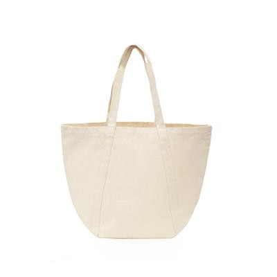 POMBOO 100% NATURAL CANVAS ECO SHOPPER 16OZ TOTE BAG with Nylon Zipper Closure & Medium Handles