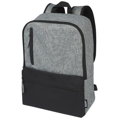 RECLAIM 15 INCH GRS RECYCLED TWO-TONE LAPTOP BACKPACK RUCKSACK 14L in Solid Black & Heather Grey