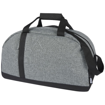 RECLAIM GRS RECYCLED TWO-TONE SPORTS DUFFLE BAG 21L in Solid Black & Heather Grey