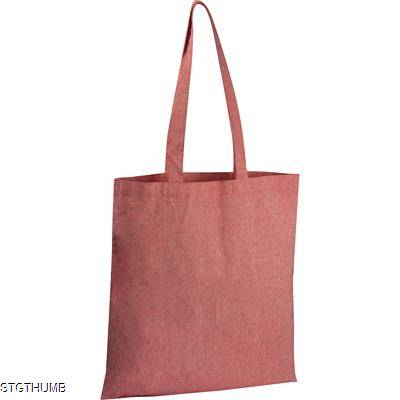 RECYCLED COTTON BAG with Long Handles in Red