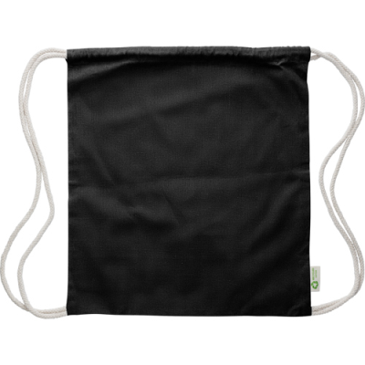 RECYCLED COTTON DRAWSTRING BAG in Black