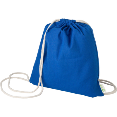 RECYCLED COTTON DRAWSTRING BAG in Blue