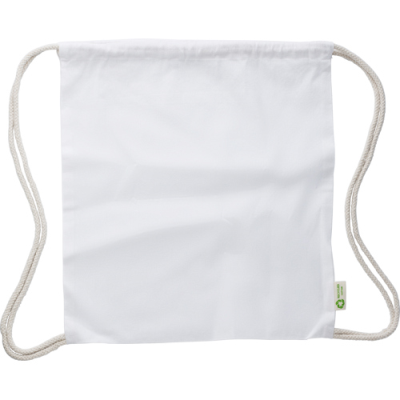 RECYCLED COTTON DRAWSTRING BAG in White