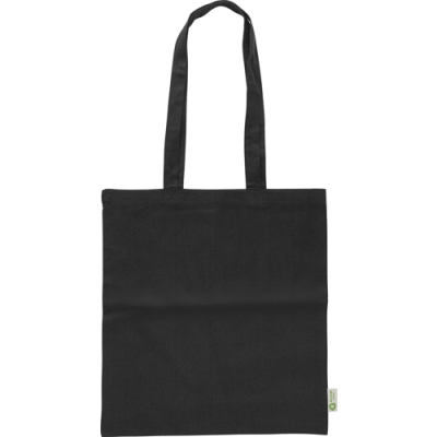 RECYCLED COTTON SHOPPER TOTE BAG in Black