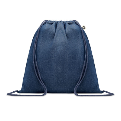 RECYCLED DENIM DRAWSTRING BAG in Blue