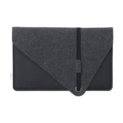 RECYCLED FELT & APPLE LEATHER LAPTOP SLEEVE 14 INCH in Black