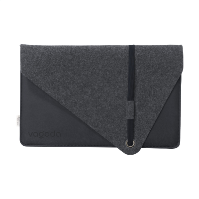 RECYCLED FELT & APPLE LEATHER LAPTOP SLEEVE 15 & 16 INCH in Black