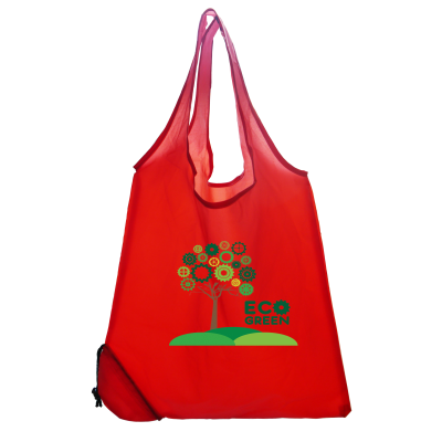 RED POLYESTER FOLDING BAG in a Bag