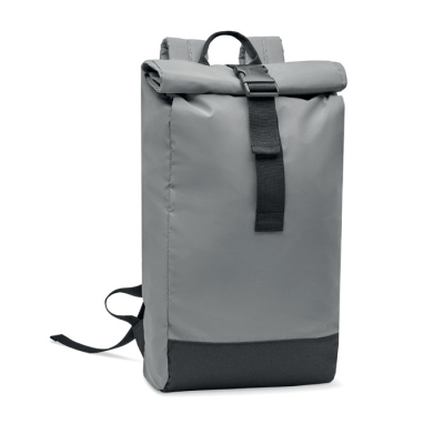 REFLECTIVE ROLLTOP BACKPACK RUCKSACK in Silver