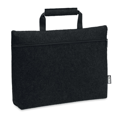 RPET FELT ZIPPERED LAPTOP BAG in Black