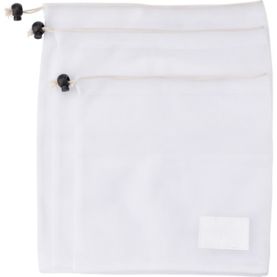 RPET MESH BAGS (SET OF 3) in White