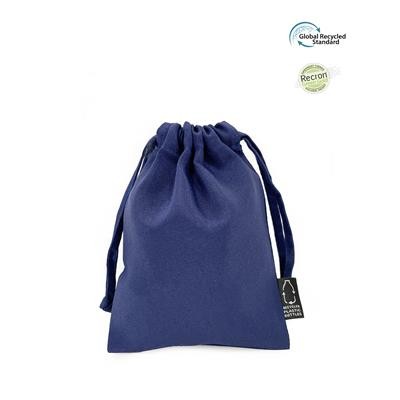 RPET POUCH NAVY ECO DRAWSTRING 5OZ POUCH MADE FROM 100% RECYCLED PLASTIC BOTTLES (RPET)