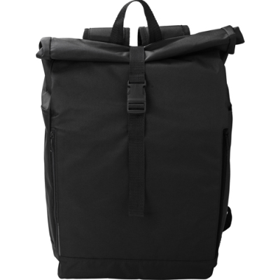 RPET ROLL TOP BACKPACK RUCKSACK in Black