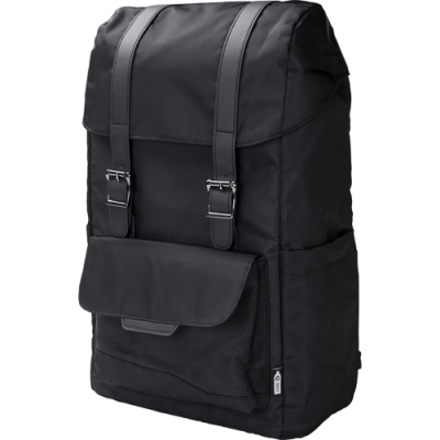 RPET WATER REPELLENT BACKPACK RUCKSACK in Black