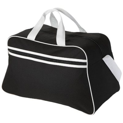 SAN JOSE 2-STRIPE SPORTS DUFFLE BAG 30L in Solid Black & White