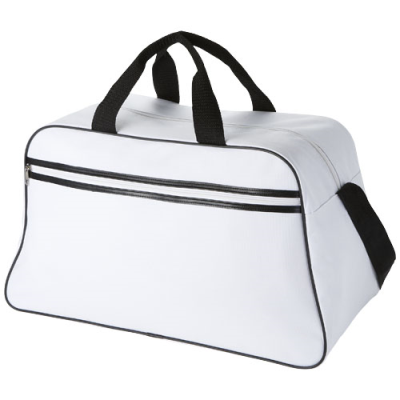 SAN JOSE 2-STRIPE SPORTS DUFFLE BAG 30L in White & White